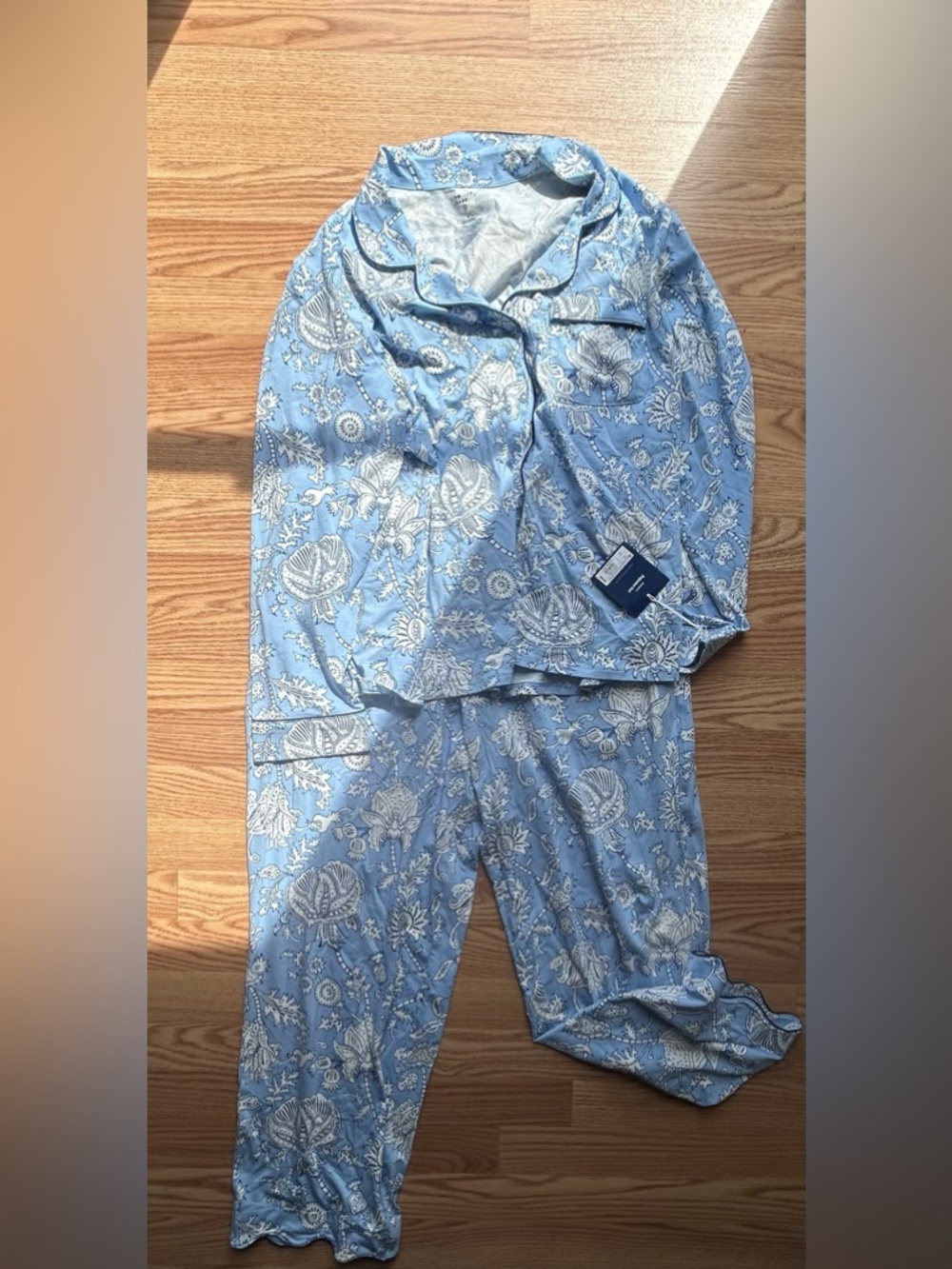 Roller Rabbit X Target Blue Long Sleeve Vine Print Cotton Pajamas Set Nwt XL